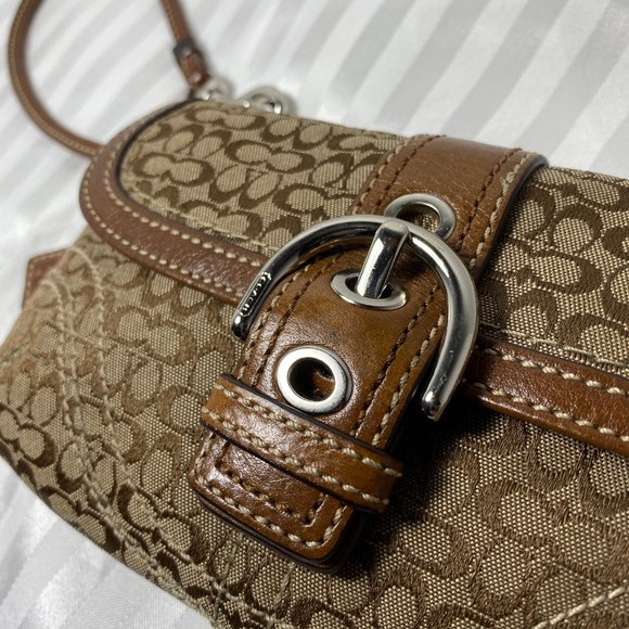 Coach Monogram Leather & Canvas Flap Wristlet - Picture 4 of 10